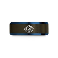 tungsten wedding bands men – gunmetal & blue tungsten scottish highlands wedding band