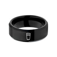 tungsten rings for men – black tungsten highball glass wedding band
