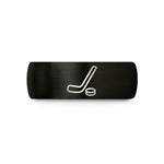 tungsten wedding band men – black tungsten hockey stick puck wedding band