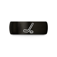 tungsten wedding band men – black tungsten hockey stick puck wedding band