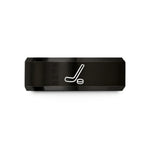tungsten wedding band men – black tungsten hockey stick puck wedding band
