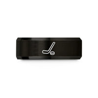 tungsten wedding band men – black tungsten hockey stick puck wedding band