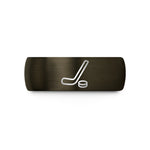 men's comfort fit ring – gunmetal & black tungsten hockey stick puck wedding band
