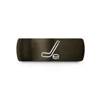 men's comfort fit ring – gunmetal & black tungsten hockey stick puck wedding band