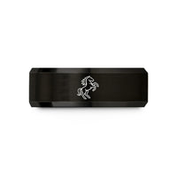 tungsten wedding bands men – black tungsten rearing horse wedding band