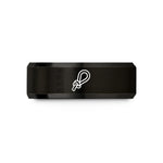 engraved rings for couples – black tungsten soft shackle loop wedding band