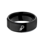 custom rings for him – black tungsten soft shackle loop wedding band