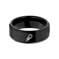 custom rings for him – black tungsten soft shackle loop wedding band