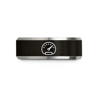 personalized presents for men – black & grey tungsten decibel meter wedding band