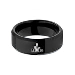 husband ring present ideas – black tungsten equalizer bars wedding band