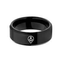 special presents for her – black tungsten map pin anchor wedding band