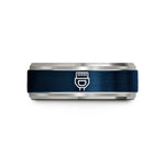 custom engraved ring him – blue & grey tungsten ethernet plug rj45 wedding band