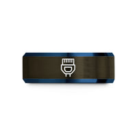 unique mens anniversary ring – gunmetal & blue tungsten ethernet plug rj45 wedding band