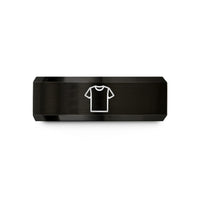 unisex tungsten wedding band – black tungsten jersey wedding band