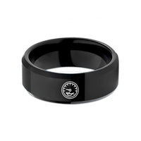unique rings for couples – black tungsten oil pressure gauge wedding band