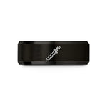 engraved ring for him – black tungsten wakizashi sheathed wedding band