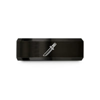engraved ring for him – black tungsten wakizashi sheathed wedding band