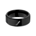 stylish men's ring designs – black tungsten wakizashi sheathed wedding band