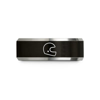 unique presents for mothers – black & gray tungsten open face helmet wedding band