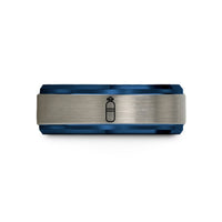 anniversary present for her – black & blue & grey tungsten single scuba tank wedding band