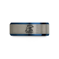romantic presents for spouse – black & blue & gray tungsten bottlenose dolphin wedding band