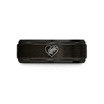 best anniversary present ideas – black & rose gold tungsten olive branch heart wedding band