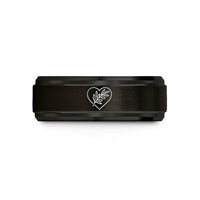 best anniversary present ideas – black & rose gold tungsten olive branch heart wedding band