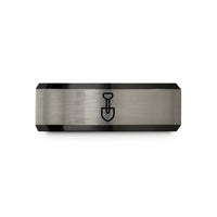 special presents for her – black & gray tungsten compact shovel wedding band