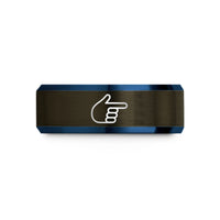 best anniversary presents her – gunmetal & blue tungsten hand pointer wedding band