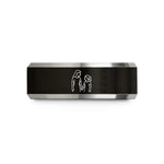 unique presents for her – black & gray tungsten mother daughter wedding band