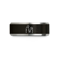 unique presents for her – black & gray tungsten mother daughter wedding band