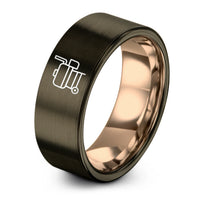 romantic presents for spouse – gunmetal & rose gold tungsten offset smoker ring