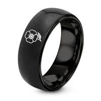 Gift Anniversarys for Women 1 Year – black tungsten remembrance poppy ring