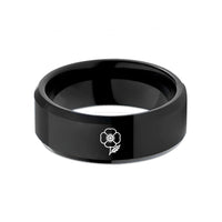 personalized rings for her – black tungsten remembrance poppy wedding band