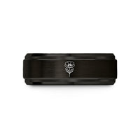 women’s tungsten wedding bands – black tungsten poppy single bloom wedding band