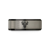 anniversary rings for couples – black & grey tungsten bull wedding band