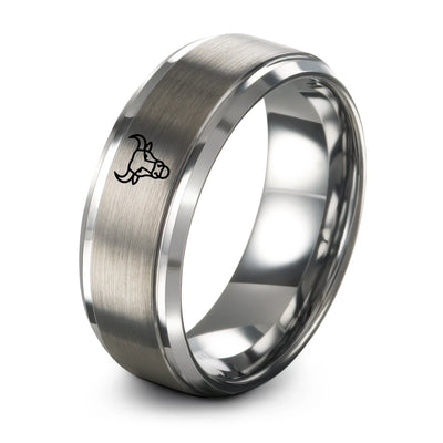 Bull – Tungsten Wedding Band, 8 mm, Gray Comfort-Fit Unisex