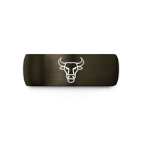 anniversary rings for couples – gunmetal & black tungsten bull wedding band