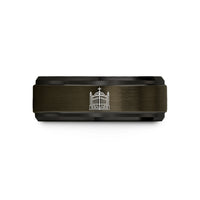 women’s tungsten jewelry present – gunmetal & black tungsten cemetery gate wedding band