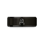 custom engraved rings women – black & gold tungsten mom wedding band