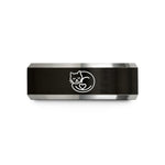 anniversary present for her – black & gray tungsten sleeping cat wedding band