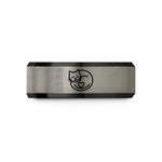 romantic presents for her – black & gray tungsten sleeping cat wedding band