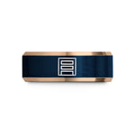 unique presents for men – rose gold & blue tungsten equal bars band wedding band