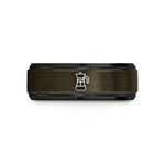 wedding bands for women – gunmetal & black tungsten hand press brewer wedding band