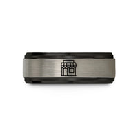 husband Christmas present ideas – black & gray tungsten storefront wedding band