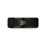 stylish unisex promise rings – black tungsten abstract dove flight wedding band