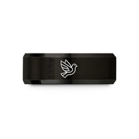 stylish unisex promise rings – black tungsten abstract dove flight wedding band
