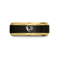 unique mom christmas present – black & gold tungsten comb shears heart wedding band