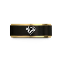 mom christmas present ideas – black & gold tungsten comb shears heart wedding band