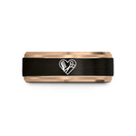 best holiday present mom – black & rose gold tungsten comb shears heart wedding band